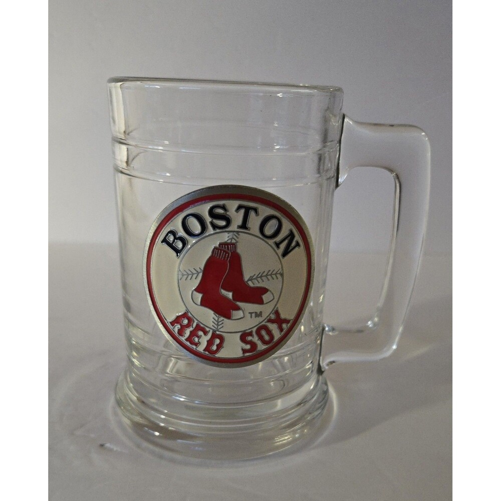 BOSTON RED SOX Pint Beer Mug - Glass Stein with Classic Metal Logo MLB